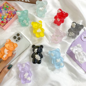 元氣少女透明ins風馬卡龍小眾手機氣囊支架可伸縮折疊背面支撐架高級粘貼式個性手機殼懶人桌面后背拉扣環