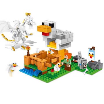 我的方塊世界雞舍農場小屋村莊機關山洞樹屋冥界門戶拼裝積木玩具