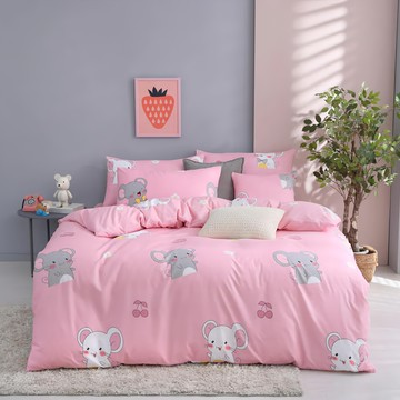 Blue Cat 藍貓 台灣製造 舒柔棉銀離子防螨抗菌印花  被子 + 床墊套 + 枕套組  床包180 x 210cm + 枕頭套 x 2件 + 兩用被套180 x 210cm  開心果