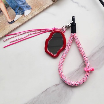 手腕掛繩 + 拆卸隨身鏡 + 夾片 手機手腕繩 手腕繩 4色 櫻花粉