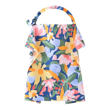 OLoBabee 多功能純棉哺乳巾  均碼  深藍花朵