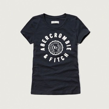 美國百分百【Abercrombie & Fitch】T恤 AF 短袖 T-shirt 短T 麋鹿 女 深藍 XS S M號 G262