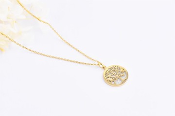 精鋼 | 生命樹閃紙圆形保健吊咀項鏈