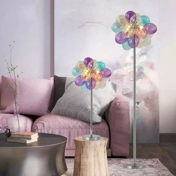 免運 可開票 燈具 落地燈 立燈 檯燈 立式燈 意式設計師泡泡玻璃落地燈輕奢客廳臥室沙發旁氛圍立式高級裝飾燈 快速出貨DDD1111