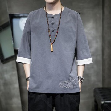 【全球優品滙】⭐️台灣熱銷⭐️夏季中國風t恤男 棉麻短袖個性潮流ins潮流抖音百搭寬松亞麻男潮T