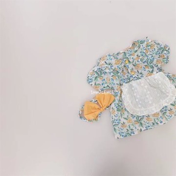 夏季女寶寶公主連衣裙嬰兒短袖碎花純棉洋氣裙子百天周歲禮服韓版