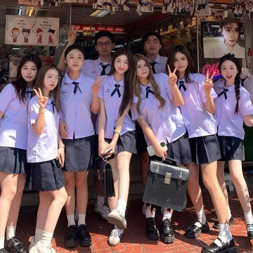 泰式泰國校服女 jk制服 學生襯衫 國中高中生制服 合唱演出服 畢業班服套裝女 校服裙