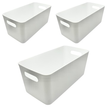 HIMARAYA 軟質收納整理箱窄型  白色  3個  25.5 x 13 x 11.5cm