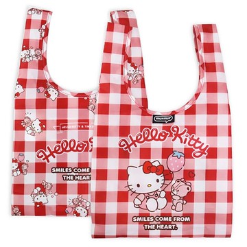 ﹝三代﹞murmur KT紅白格紋 便當袋 摺疊購物袋 購物袋 手提袋 飲料袋 HELLOKITTY紅白格紋
