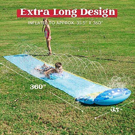 Sloosh Single Lane Slip Slide, Lawn Water Slide for Backyards with Boogie Boards Waterslide with Sprinklers Yard Water Toys for Kids