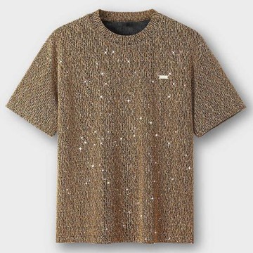 時尚百搭男士夏季閃亮透氣高彈亮片星光熠熠圓領短袖T恤顯瘦帥氣