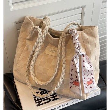 大容量包包女2023年秋冬新款高級感棋盤格托特包通勤包時尚單肩包