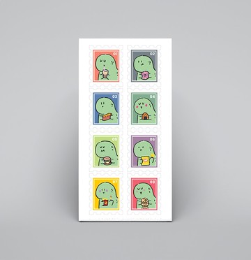 可重複黏貼式恐龍印章設計貼紙