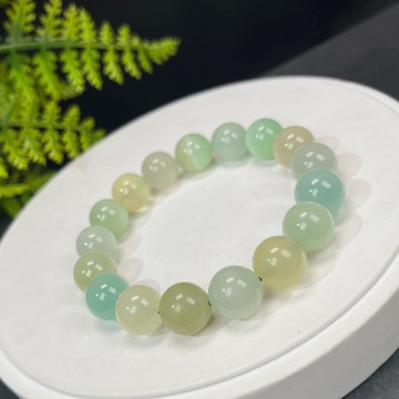 高等級綠紋石手串12.5mm高冰透體多彩千層單圈男女簡約情緒平衡