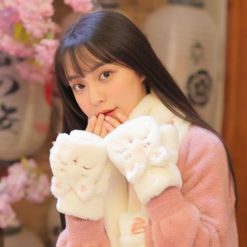 【翻蓋】手套女冬可愛半指露指開蓋少女學生冬季保暖騎行連指女士