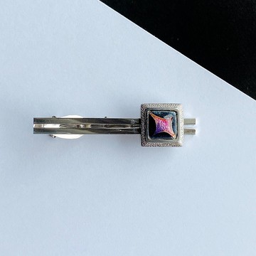 星星【粉紅粉紅色】景泰藍領帶夾純銀有線景泰藍