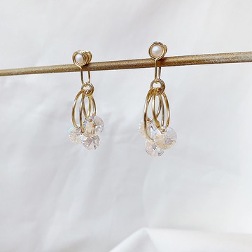 YLANG【流金歲月】立體多圈水晶耳環Swarovski/藝術銅線