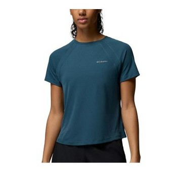 【Columbia 哥倫比亞】女款-防曬UPF40快排短袖上衣-Stealth Spring SS Tee-孔雀綠(UAL38940TL/KS)