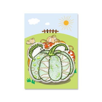 獨家設計刺繡胸章(童話南瓜園)綠丨婚禮小物 開學