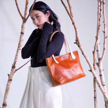 真皮復古編織大號托特包 手工做舊tote包