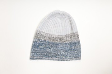 童/成人喀什米爾米藍灰純羊絨100%反摺瓜皮帽純羊毛帽子|極簡風格