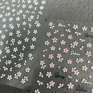 ✨台灣出貨✨日系春季浪漫櫻花美甲貼紙浮雕粉白可愛五瓣花少女甜系指甲貼裝飾