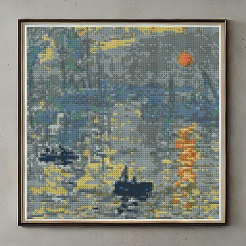 【裝飾】積木名畫掛畫: 印象日出 - 克勞德莫內