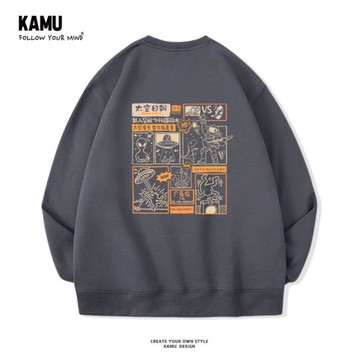 圓領衛衣男春季宇航員卡通漫畫潮牌ins2025春秋款加絨碳灰外套