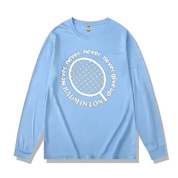 【臺灣出貨】春秋新款羽毛球圖案長袖速幹羽毛球服男女運動文化衫休閒透氣上衣長袖男男生上衣排汗衫