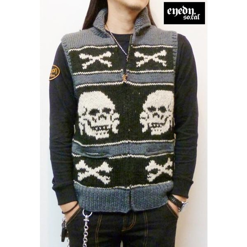 eyedy アイディー 70%OFF SALE!! COWICHIN VEST CUT1323 スカル ドクロ