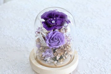 Fl148-05 經典款永生花玻璃罩-神秘紫