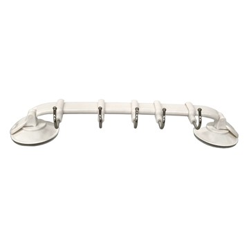 KM 可調角度 鎖扣式真空吸盤強力掛鉤 5連鈎 28.5cm  1個  白色