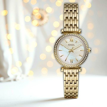 FOSSIL Carlie Mini 大三針羅馬晶鑽女錶-28mm ES4735