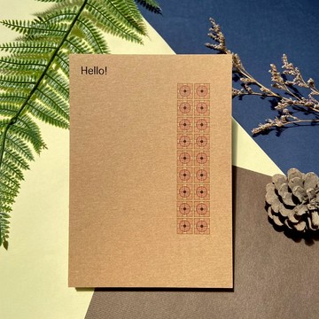 | 粉紅花磚 | 手工穿線膠裝筆記本 卡其/黑