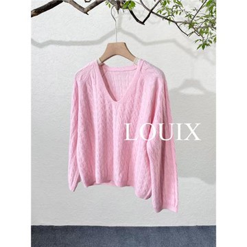 市100%純羊絨衫V領絞花麻花女套衫針織上衣打底衫毛衣