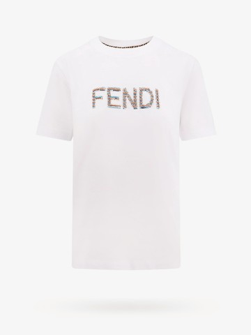 Cotton t-shirt with frontal logo - FENDI - gender_Woman