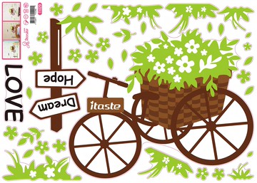 itaste 小品味 無痕貼 可重貼無痕不殘膠 內含37個小元件 防水防髒 台灣設計師製作  不適用  綠意花車