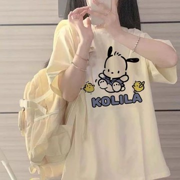 女童夏季新款帕恰狗卡通純棉短袖t恤寬松中大童休閑時尚衣服上衣