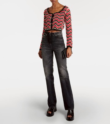 Ganni Crochet cropped cotton cardigan