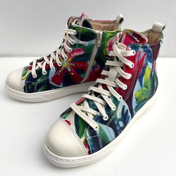 手工印花帆布鞋-花繪、彩藍