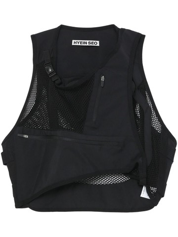Hyein Seo - mesh strap pocket top - women - Nylon - 1 - Black