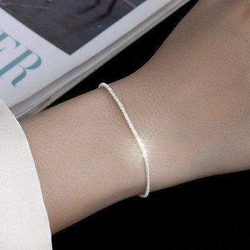 純銀手鍊｜S925通體純銀閃閃波光粼粼纖細手環 N13