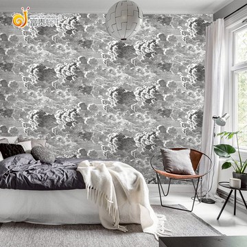 輕奢復古高級灰墻紙客廳臥室經典藝術墻布餐廳民宿壁紙3d網紅烏云