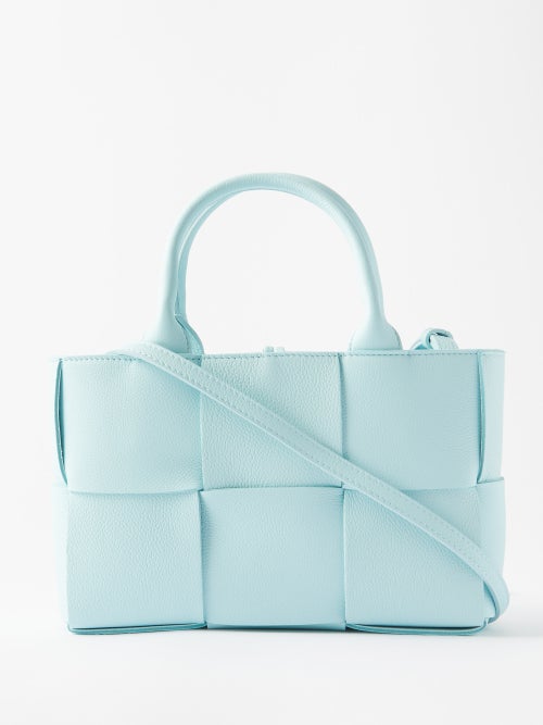 Bottega Veneta - Arco Mini Intrecciato-leather Tote Bag - Womens - Light Blue