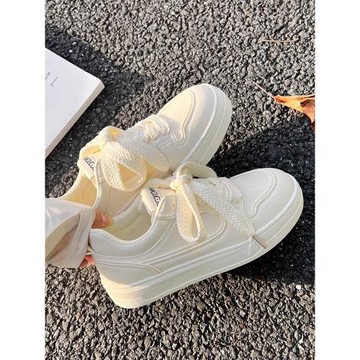 蓓爾百搭小白鞋女2025新款奶fufu鞋子女ins潮爆款小眾厚底板鞋春