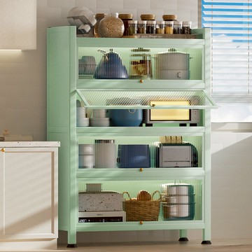 免運 附發票 廚房置物架 收納架 餐具收納架 電器架 收納櫃 餐邊櫃 廚房置物架帶柜門落地多層多功能櫥柜微波爐烤箱電器置物儲物碗柜特惠/快速出貨ZZ095