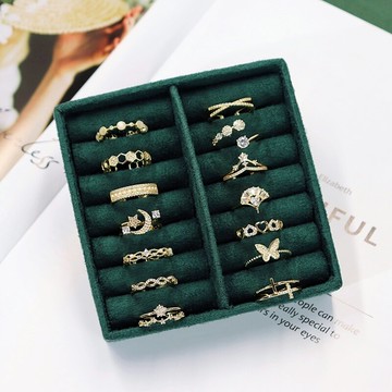 韓精致輕奢微鑲鋯石疊戴開口戒指女冷淡風個性百搭食指戒氣質指環