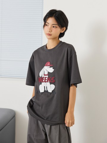 俏皮長耳狗狗圖案短T