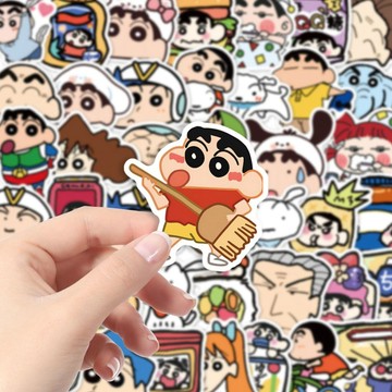 臺灣/✨100張不重復可愛卡通蠟筆小新貼紙女孩兒童手機DIY手賬本防水貼畫