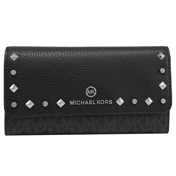 MICHAEL KORS Jet Set Charm 鉚釘造型三折零錢長夾.黑
